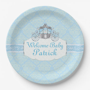 Blauw, kleine prins, Baby shower, papieren Borden Bordje