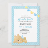 Blauw Knuffel Beer Jongen Baby Shower       Kaart (Voorkant)
