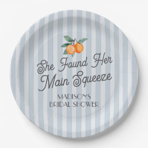 Blauw Knuffel Hoofdtak Citrus Bruidsmeisjesfeest Papieren Bordje