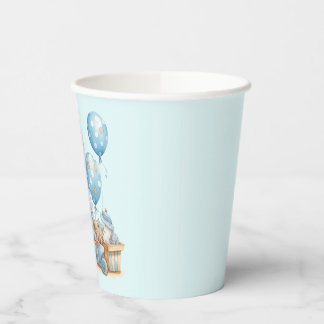 Blauw Knuffelbeer Baby Shower Papieren Bekers
