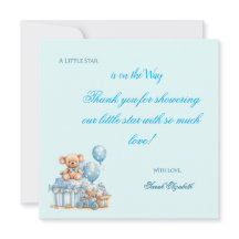 Blauw Knuffelbeer Sterren Jongens Babyfeest Bedank