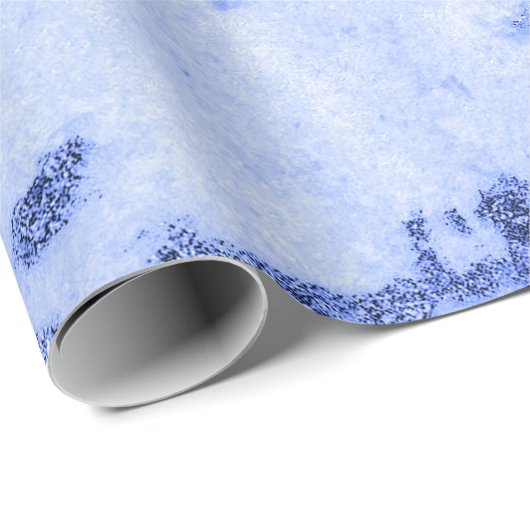 Blauw Kobalt Grijs Wit Marmeren Metaal Monochromat Cadeaupapier (Rol Hoek)