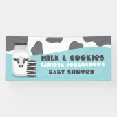 BLAUW Koe Melk en koekjes Baby shower Banner (Horizontaal)