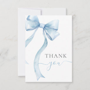 Blauw kokette strik gingham jongens babyshower bedankkaart