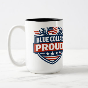 Blauw Kollaterale Trots Amerikaanse Arbeider Tweekleurige Koffiemok