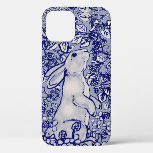 blauw konijn Floral Delft Dedham Animal iPhone 12 Hoesje
