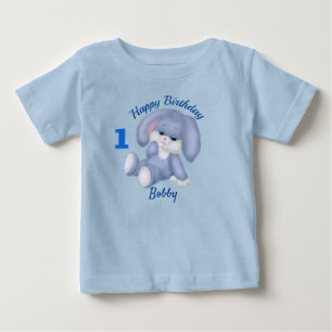 Blauw Konijn Jongens 1e Verjaardag Personaliseer N