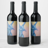 Blauw konijn wijn label wijn etiket (Flessen)
