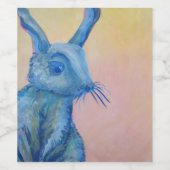 Blauw konijn wijn label wijn etiket (Enkel label)