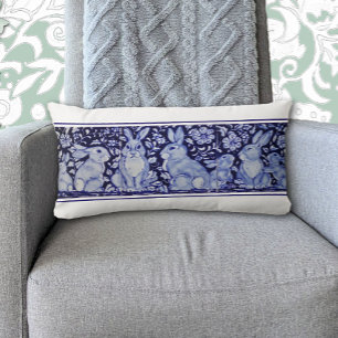 Blauw Konijn Woodland Bird Bunny Delft Dedham Kussen