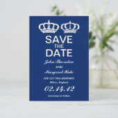 Blauw Koninklijk Koppel Bewaar de Datum Save The Date (Staand voorkant)