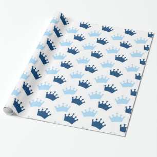 Blauw Koninklijke Kronen Sprookjes Prins Verhalenb Cadeaupapier
