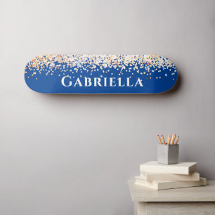 Blauw Koper Goud Kleurrijke Nep Glitter Aangepaste Skateboard