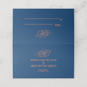 Blauw Koper Monogram Elegant Script Bruiloft (Buitenkant ongevouwen)