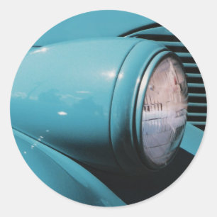 Blauw koplicht ronde sticker