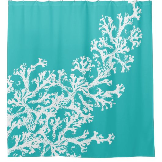 Blauw koraal douchegordijn (Voorkant)