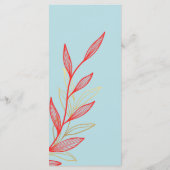 Blauw Koraal Goud Blad Bruiloft Evenement Menu Vla (Achterkant)