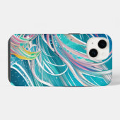 Blauw Koraal Strand Abstracte Kunst iPhone Hoesje (Achterkant horizontaal)