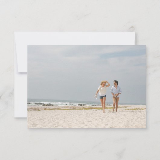 Blauw koraal & zeeschelpen strand bruiloft QR code RSVP Kaartje (Achterkant)