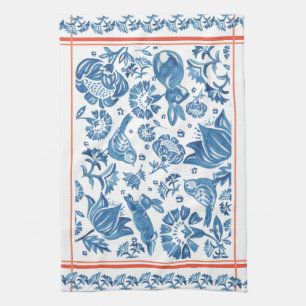 blauw, koraalkonijnenvogelvogelgriep theedoek