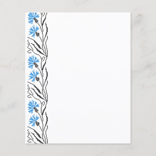 Blauw Korenbloem kruissteekontwerp Flyer (Voorkant)