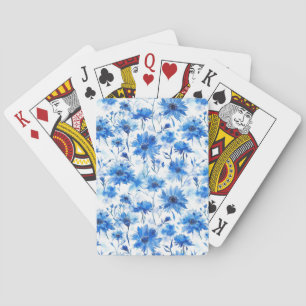 Blauw Korenbloem Type Bloempatroon Pokerkaarten