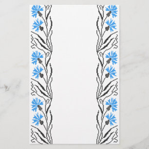 Blauw kornflower kruisstitsontwerp briefpapier