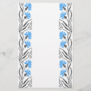 Blauw kornflower kruisstitsontwerp briefpapier