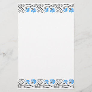 Blauw kornflower kruisstitsontwerp flyer