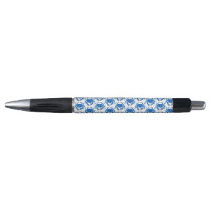 Blauw krabpatroon pen