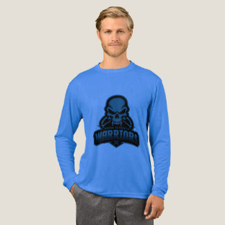 Blauw krijger mascotte schedel lange mouw T-shirt