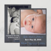 Blauw Krijtbord Foto - 3x5 Geboorteaankondiging Aankondiging (Voorkant / Achterkant)