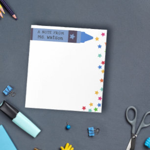 Blauw krijtje & sterren Kleurrijke notitie van de  Notitieblok