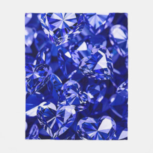 Blauw Kristal Diamant Harten Fleece Deken