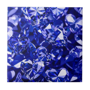 Blauw Kristal Diamant Harten Tegeltje