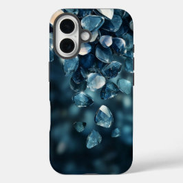 Blauw kristal esthetische telefoonhoes iPhone 16 hoesje