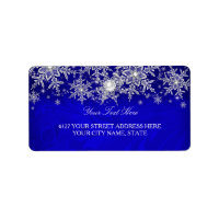 Blauw Kristal Parel Sneeuwvlok Zilver Adreslabel