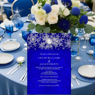 Blauw Kristal Parel Sneeuwvlok Zilver Winter Huwel Kaart