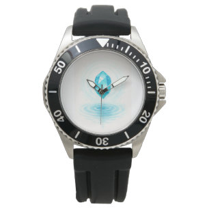 Blauw kristal & water wandklok – Kalme en elegante Horloge