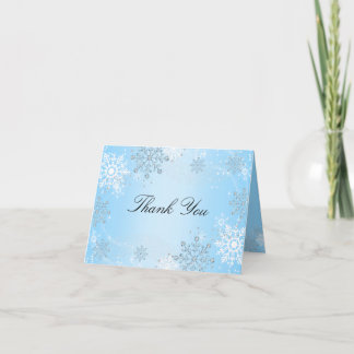 Blauw Kristallen Sneeuwvlok Winter Wonderland Dank Bedankkaart