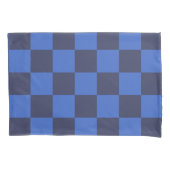 Blauw Kroatisch Geometrisch Gecontroleerd Patroon Kussensloop (Voorkant)