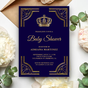blauw kroonBaby shower Kaart