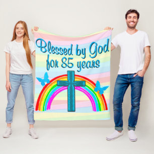  BLAUW KRUIS 85E VERJAARDAGSDEKEN FLEECE DEKEN