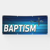 blauw kruis en planken Baptisme Spandoek (Horizontaal)