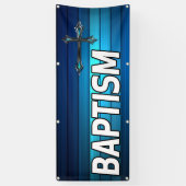blauw kruis en planken Baptisme Spandoek (Verticaal)