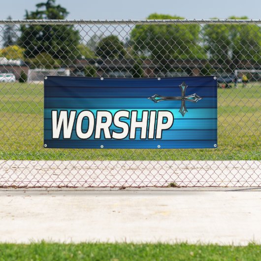 blauw kruis- en plankwerk spandoek (Insitu)