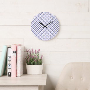 Blauw Kruis Hanger Patroon Grote Klok