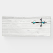 blauw kruisblanco kerk spandoek (Horizontaal)