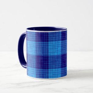 Blauw kruisraster vet geruit ontwerp mok