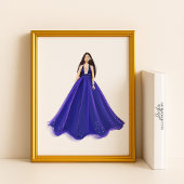 Blauw, kunstwerk, mode illustratie poster